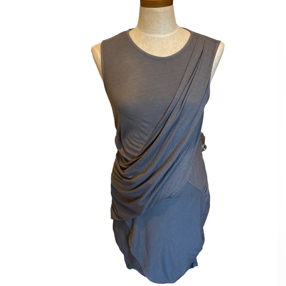 Michael Stars Gray Ruched Crew Neck, Jersey Knit Tank Dress, Size Medium
